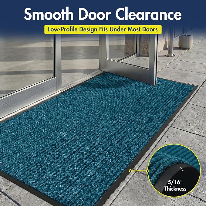 Notrax 109 Industrial Door Mat, 3' x 6' Large Entrance Mat, Heavy Duty Commercial Rugs for Entryway, Welcome Lobbies, Garage, and Mudroom, Made in the USA, Slate Blue, Brush Step 109S0036BU