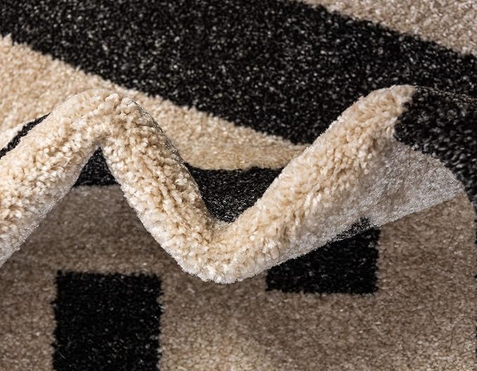 Unique Loom Athens Collection Classic Geometric Modern Border Design Area Rug (3' 3 x 5' 3 Rectangular, Black/ Beige)
