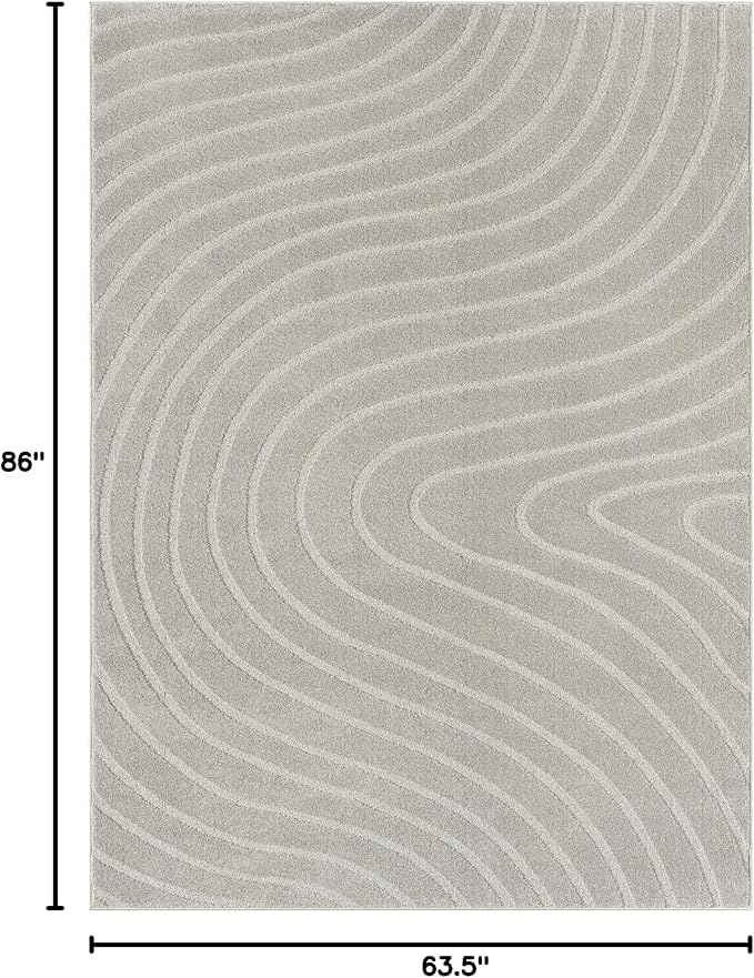 LUXE WEAVERS Modern Geometric Wave Gray 5x7 Area Rug