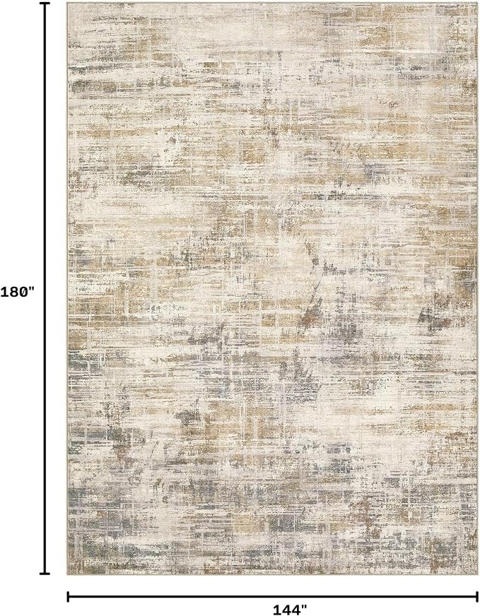 UERMEI 12x15 Area Rug for Living Room Washable Abstract Golden Brown Carpet | Extra Large Soft Low Pile Stain Resistant Non Slip Kid Pet Friendly Open Floor Plan Rug For Bedroom Dining Office