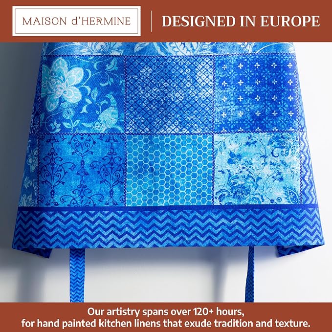 Maison d' Hermine Aprons for women with Pocket 100% Cotton (27.50"x31.50") | Adjustable Neck Strap & long ties Apron Men Chef Wedding Cooking Gardening Server Maid