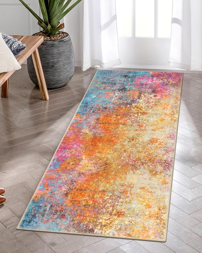 Lahome Kitchen Rugs, 2x4 Washable Rug with Soft Low-Pile for Entryway and Hallyway, Non-Slip&Small Carpet for Bathroom, Easy Clean Door-Friendly Mat, Kid&Pet Friendly Modern Decor 2x4 Galaxy