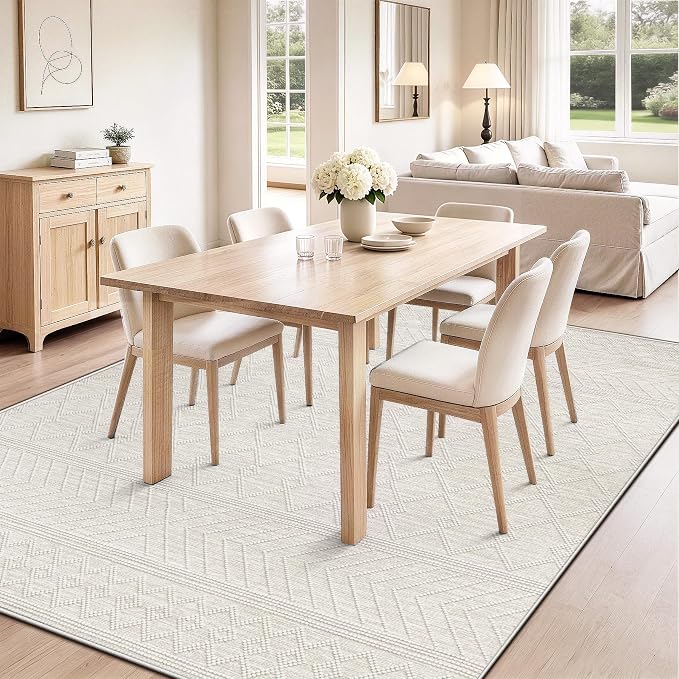 pmtsns Area Rugs 6x9 Washable Rug for Living Room(Taupe, 6'x9') | Modern Geometric Moroccan Rugs Non-Slip Soft Stain Resistant Rug Indoor Printed Carpet for Bedroom Dining Room Nursery