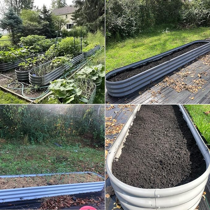 12x2x1 ft Raised Garden Bed, 12" Tall Galvanized Metal Raised Beds for Gardening Kit, Large Above Ground Planters Boxes for Outdoor Plants Vegetables, Flowers, Herbs, Fruits, Rust Resistant, Grey