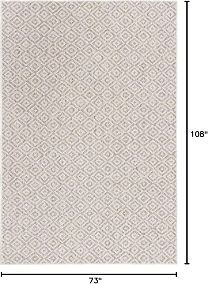 Unique Loom Outdoor Collection Area Rug - Costa Rica (6' 1" x 9' Rectangle, Light Gray/ Ivory)