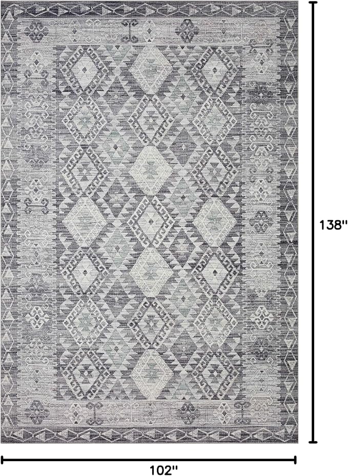 Loloi Zion Charcoal/Slate 8'-6" x 11'-6" Area Rug | ZIO-03 Printed Approx. 9x12 Grey Living room Dining room Bedroom, Low-Pile, Area Rug