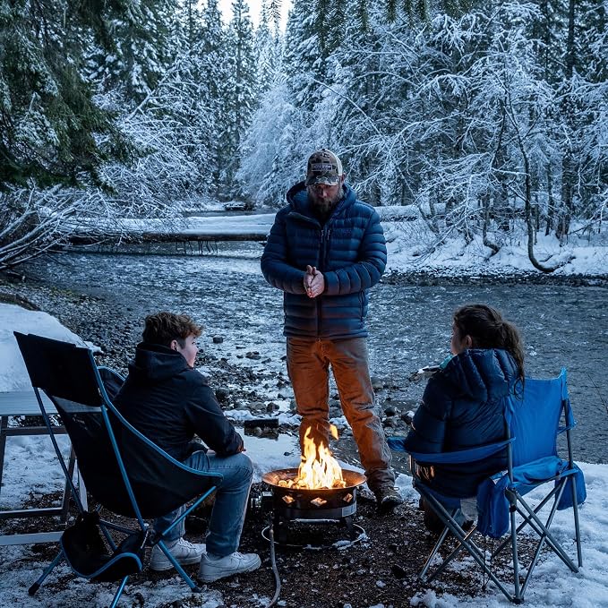 Flame King Smokeless Portable Propane Fire Pit Bowl, 19 inches, 58K BTU with Propane Grip Scale, Self Igniter, Cover, & Carry Straps for RV, Camping, & Outdoor Living