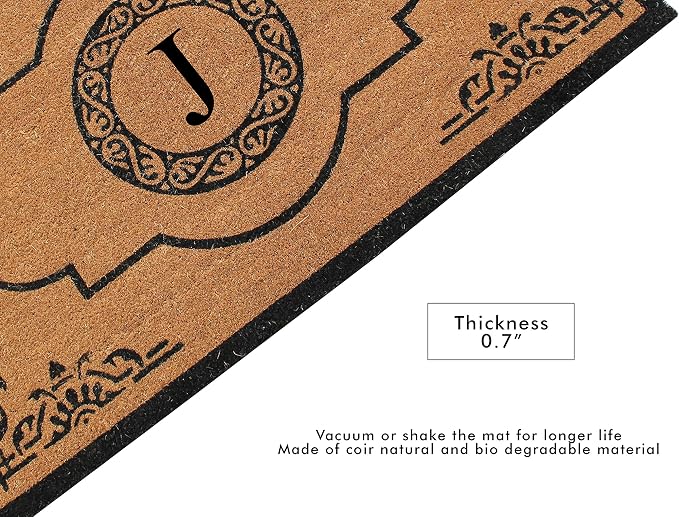 A1 Home Collections First Impression Hand Crafted Abrilina Entry Coir Monogrammed Double Doormat, 72" L x 36" W, X-Large