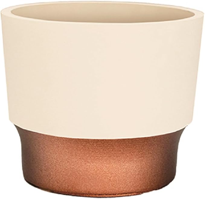 The HC Companies 3 Inch Sprite Mini Succulent Pot 3"x3"x2.50Inch in Vanilla Bisque with Copper Bottom Color