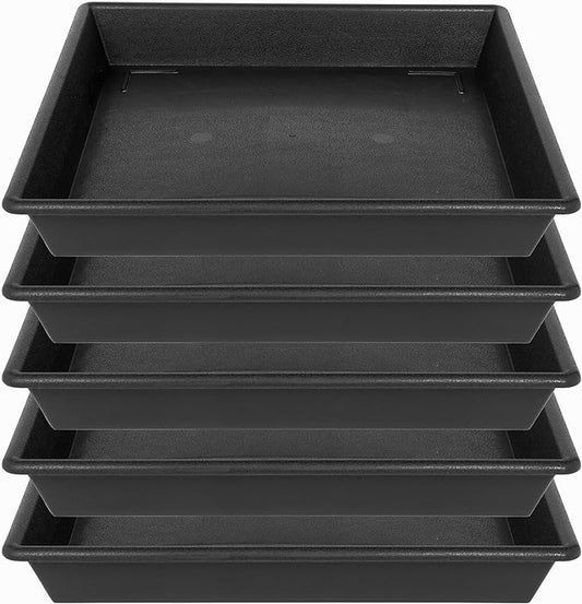NIMYAU Square Plant Saucer 5 Pack 8 10 12 14 16 18 20 Inch, Flower Pot No Holes Plant Drip Trays, Plant Trays for Pots Heavy Duty Plastic Plant Saucers for Indoors Outdoors
