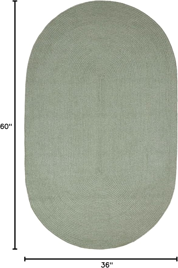 Superior Jute Oval Indoor Area Rug, Fog Green