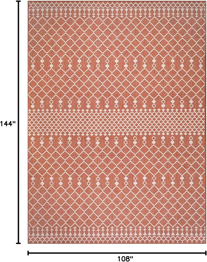 Nourison Home Positano Terracotta 9' x 12' Area Rug - Easy Clean, Non Shedding, Bed Room, Living Room, Dining Room, Kitchen (9' x 12')