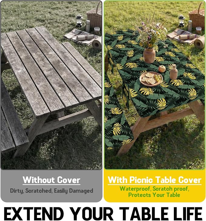 Picnic Table Cover with Bench Covers Vinyl Table Cloth Camping Lovers Essentials Camper Rv Car Travel Accessories Accessory Overlanding Must Haves Outdoor Gadgets Road Trip Tools Stuff Gear Equipment