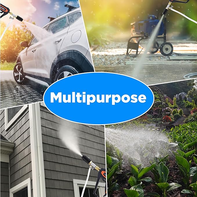 FIXFANS Adjustable Pressure Washer Long Range Nozzle 2-2.5 GPM with 45 FT Braid Hose, Downstream Injector Power Washer Spray Nozzle Kit, External Chemical Injection, 1/4'' Quick Connect, 2000-3000PSI