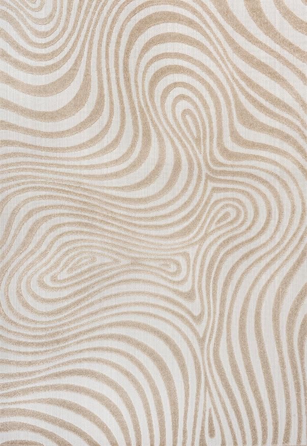 JONATHAN Y Maribo High-Low Abstract Striped Beige/Cream 8x10 Indoor/Outdoor Area Rug for Patio, Backyard, Living Room, Bedroom, Office, Hose-Washable (SCN103D-8)