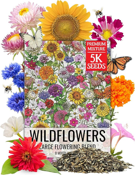 Seed Needs Garden Flower Seeds Large Blooms Mix 1 Ounce Heirloom Bulk Pack