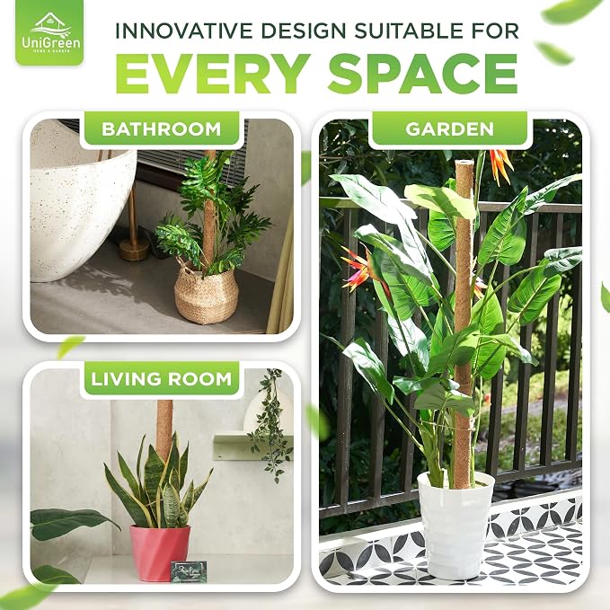 UNIGREEN 2Pack 87'' Large Premium Moss Pole, Coir Totem Poles for Big Indoor Plants, 47'' Moss Sticks for Monstera Plant Support, Plant Pole for Big Climbing Plants Indoor