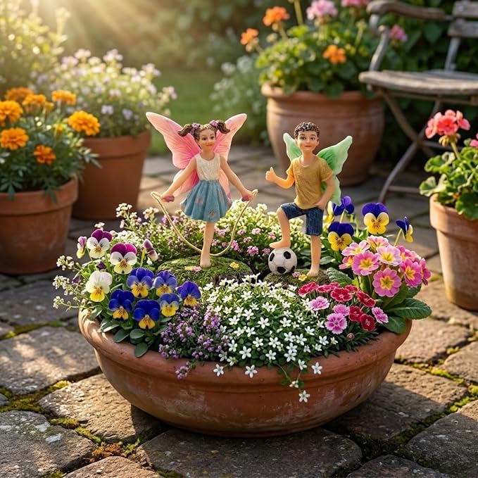 PRETMANNS Fairies for Fairy Garden - Fairy Figurines – Cute Accessories for Indoor or Outdoor Miniature Garden – 2-Piece Set