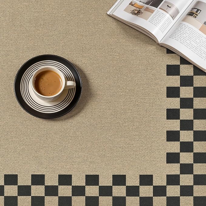 UERMEI 3x5 Outdoor Jute Area Rug Patio Farmhouse Checkered Brown | Indoor Outdoor Washable Non Slip Pet Friendly Carpet for Door Mat Area Rug for Patio Bedroom Living Room Kitchen Porch