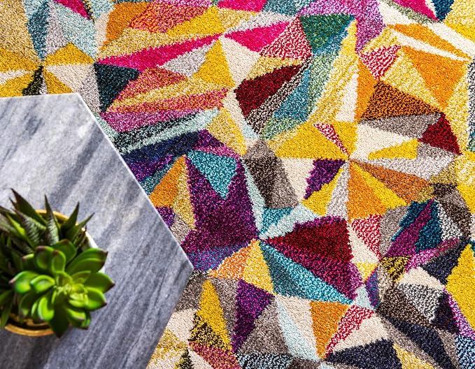 Unique Loom Estrella Collection Geometric, Triangles, Bright Colors, Abstract, Modern Area Rug (8' 0 x 11' 0 Rectangular, Multi/Beige)