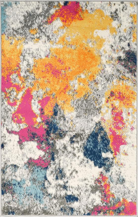 Rugshop Modern Abstract Living Room Non-Shedding Area Rug Multi 2'7" x 4' | Rectangular, Size 2'7" x 4', Bedroom, Dining Room, Home Office, Kitchen, Entryway, Hallway, Nursery, Kids Room, Guest Room