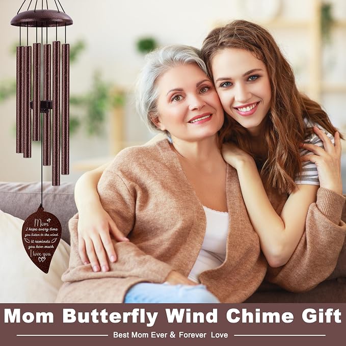 Gifts for Mom from Daughter Son,Bronze Wind Chimes, Best Mom Ever Gift for Mama Mother in Law，32"