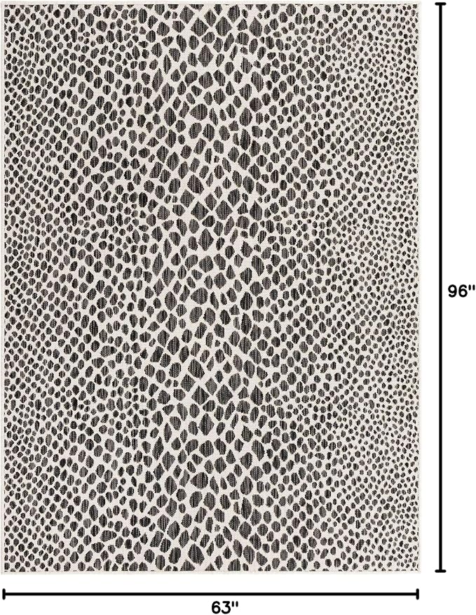 Unique Loom Outdoor Collection Area Rug - Cape Town (5' 3' x 8' Rectangle, Black/ Ivory)