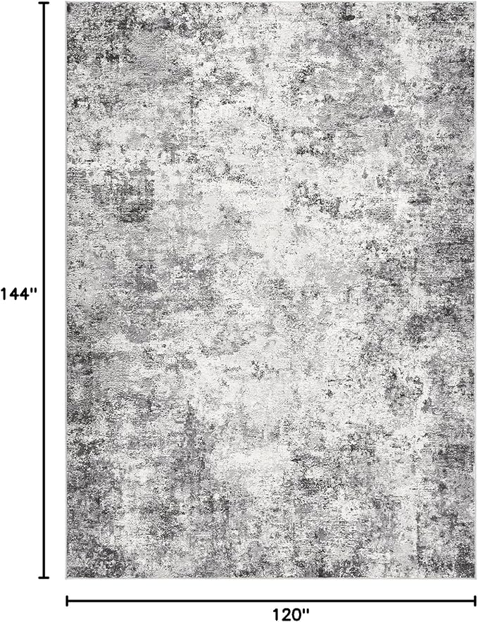 UERMEI 10x12 Area Rug Living Room Rugs - Washable Neutral Modern Abstract Soft Thin Large Rug Indoor Floor No Slip Rug Carpet for Bedroom Under Dining Table Home Office Decor - Grey