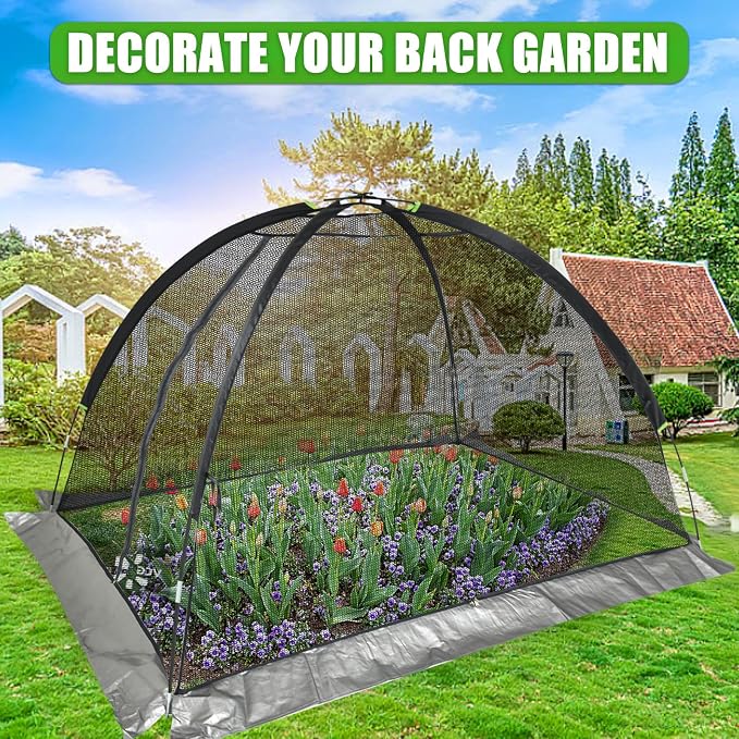 Doublehorse Pond Cover Net: Large 13 x 17 FT Heavy-Duty Dome Nylon Mesh for Outdoor Fish Koi Garden Winter Protection from Leaves & Debris Netting Plant Covering Tent with Zipper Stakes