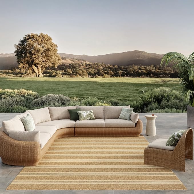 Nourison Home Horizon Indoor/Outdoor Natural 9' x 12' Area Rug - Easy Clean, Non Shedding, Bed Room, Living Room, Dining Room, Kitchen (9' x 12')