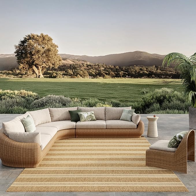 Nourison Home Horizon Indoor/Outdoor Natural 8' x 10' Area Rug - Easy Clean, Non Shedding, Bed Room, Living Room, Dining Room, Kitchen (8' x 10')