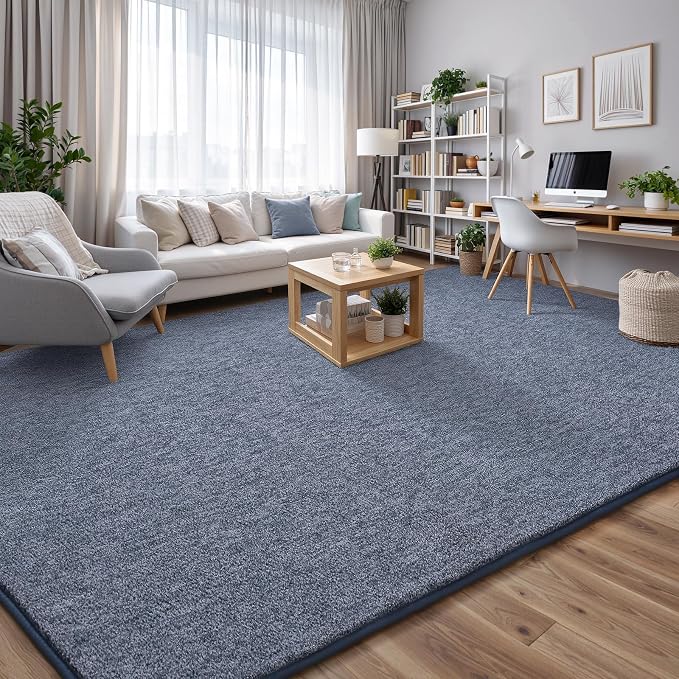Keeko 4x6 Area Rugs for Living Room,Soft Washable Memory Foam Bedroom Rug | Indoor Throw Rug Low Pile Minimalist Non Slip Carpet for Kids Nursery Classroom Dorm Room Home Decor Blue and White