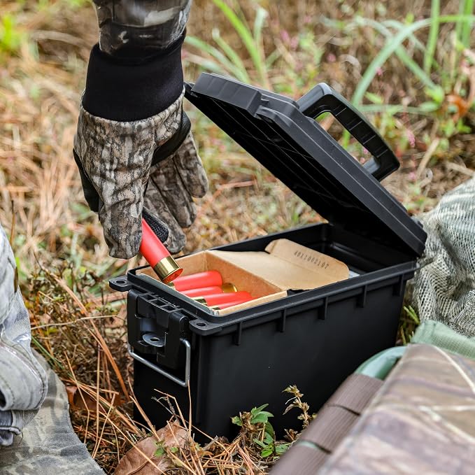 Sheffield Ammo Box Made in USA, Stackable Lockable Ammo Storage Box, Black | 4 Pack Lockable Storage Box, Water & Dust Resistant Dry Box, Secures Hunting Gear, Gun Accessories, Supplies, Bullets