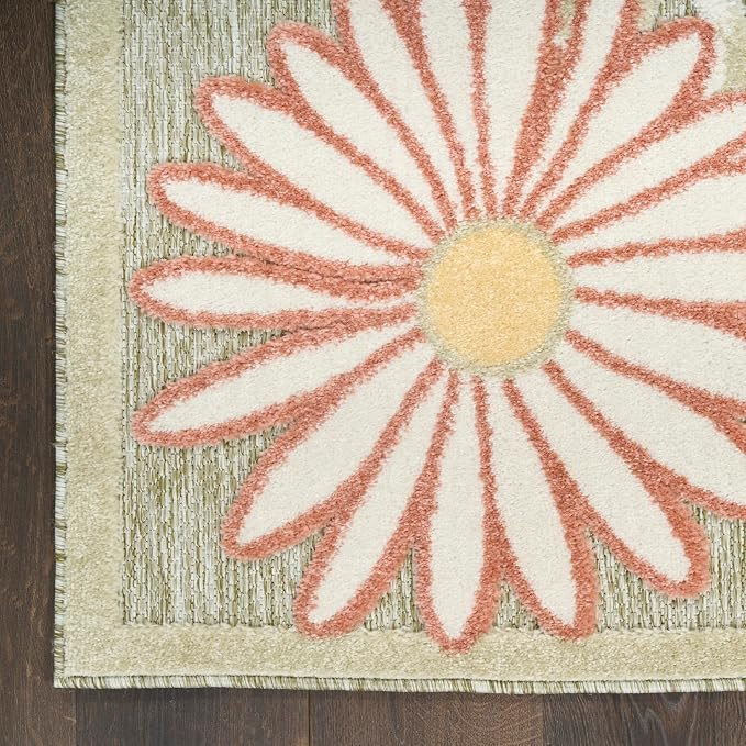 Nourison Home Aloha Sage Rose 3'6" x 5'6" Area Rug - Easy Clean, Non Shedding, Bed Room, Living Room, Dining Room, Kitchen (4' x 6')