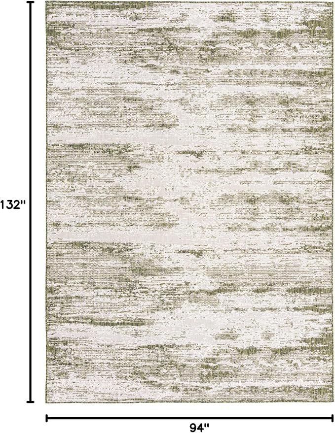 Unique Loom Outdoor Modern Collection Area Rug - Cartago (7' 10" x 11' Rectangle, Green/ Ivory)
