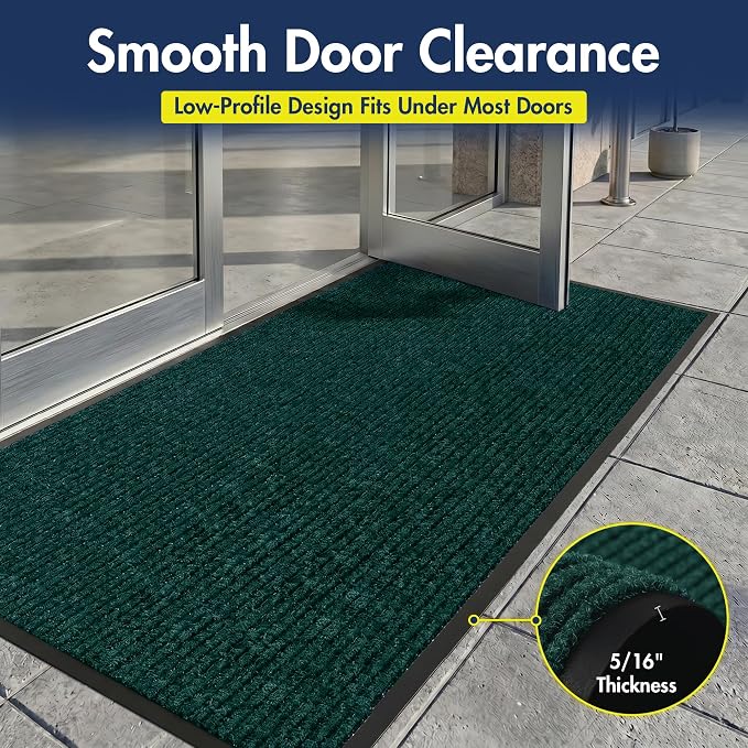 Notrax 109 Industrial Door Mat, 3' x 6' Large Entrance Mat, Heavy Duty Commercial Rugs for Entryway, Welcome Lobbies, Garage, and Mudroom, Made in the USA, Hunter Green, Brush Step 109S0036GN