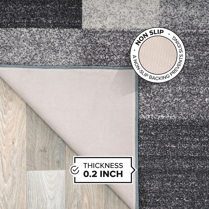 Rugshop Geometric Boxes Non-Slip Modern Living Room Area Rug Gray 10' x 14' | Non-Shedding, Rectangular, Size 10' x 14', Bedroom, Dining Room, Home Office, Kitchen, Entryway, Hallway, Nursery, Kids Room