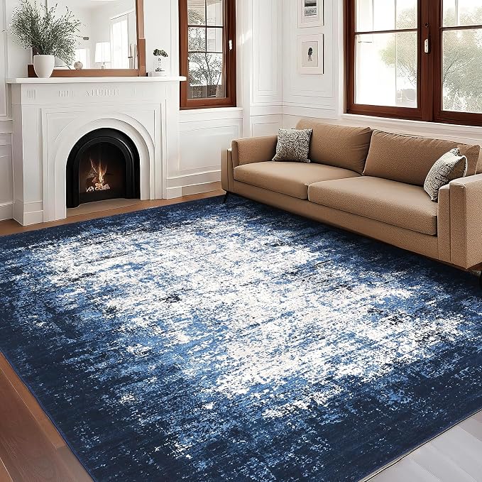 GarveeHome Abstract Area Rugs 5x7 Ultra-Soft Modern Indoor Carpet Blue | Non-Slip Backing, Stain-Resistant Low Pile Floor Cover, Colorful Indoor Mat, Bedroom, Kitchen, Laundry