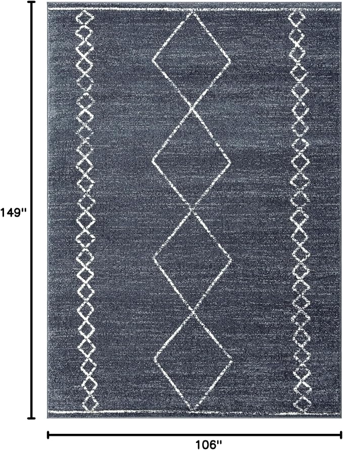 LUXE WEAVERS Daphnes Anthracite 9x12 Boho Moroccan Geometric Area Rug 2735