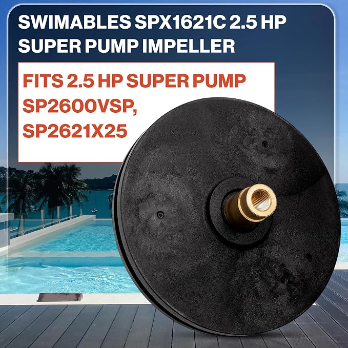 Swimables SPX1621C 2.5 HP Super Pump Impeller - Heavy-Duty Pool Pump Impeller fits SP2600VSP, SP2621X25 - Top-Grade Heavy Duty Hayward Impeller Replacement for max Efficiency in Large Pools