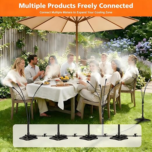 Outdoor Standing Mister for Patio Cooling, 26.2FT Portable Misting Station, Upgraded Outdoor Misting System for Backyard, Pets, Garden, BBQ, Tanning & Poolside Heat Relief