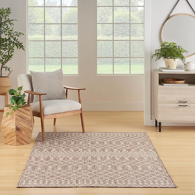 Nourison Home Positano Beige 7' x 10' Area Rug - Easy Clean, Non Shedding, Bed Room, Living Room, Dining Room, Kitchen (7' x 10')