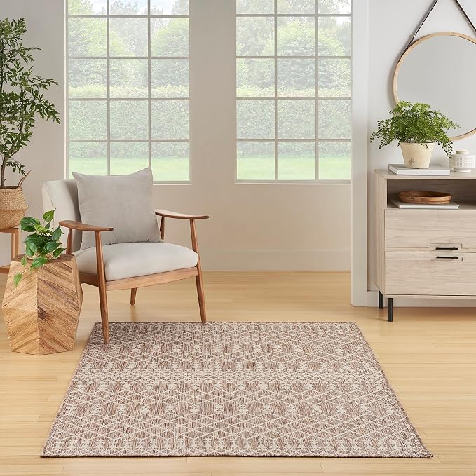 Nourison Home Positano Beige 5' x 7' Area Rug - Easy Clean, Non Shedding, Bed Room, Living Room, Dining Room, Kitchen (5' x 7')