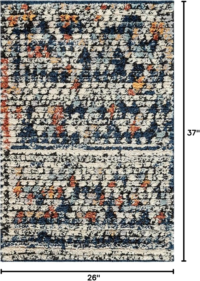 Unique Loom Morocco Collection Abstract Border, Diamond, Bohemian Area Rug (2' 2 x 3' 0 Rectangular, Multi/Blue)