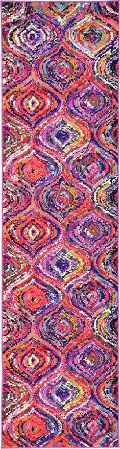 Unique Loom Estrella Collection Colorful, Abstract, Geometric, Gradient, Modern Area Rug (2' 7 x 10' 0 Runner, Multi/Pink)