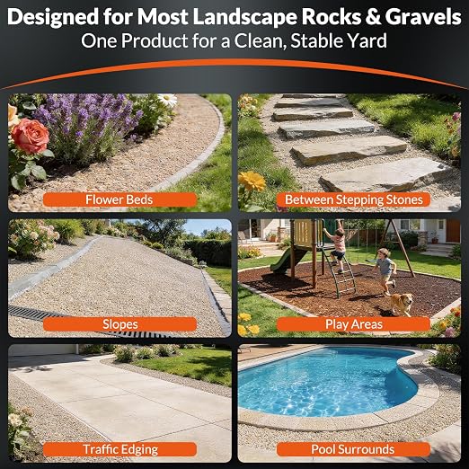 Rock Glue for Landscaping, 4 Gallon 20X Mega Hold Mulch Hold Gravel Binder, Intertek Test Pea Gravel Stabilizer, Pet Safe Mulch Stone Adhesive for Walkways, Yards & Decorative Driveway Edges