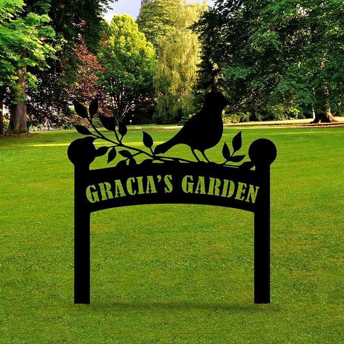 Personalized Birds Garden Sign with Stakes, Customized Birds Metal Garden Stake, Custom Sign for Flower Birds, Metal Yard Art, Patio Garden Decorations, Housewarming Gift