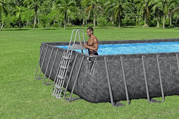 Bestway APX Rectangular Above-Ground Pool Kit 365-956 cm x 488 cm x 132 cm - Dark Grey
