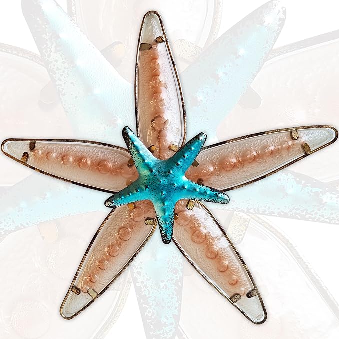 JOYBEE HOME&GARDEN Metal Starfish Wall Decor, Sea Life Coastal Decorations 13.25 inch Starfish Wall Art(Apricot)