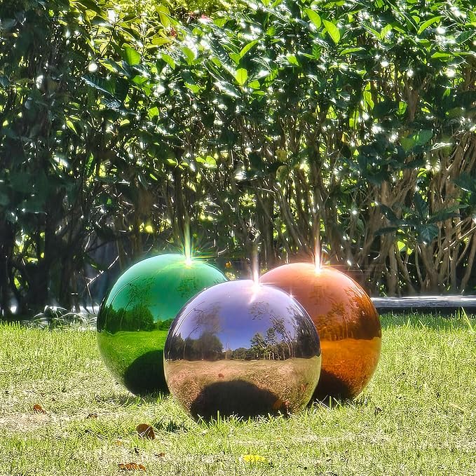 Stainless Steel Gazing Globe Mirror Ball, Decorative Gazing Balls for Garden, Reflective Smooth Garden Ball Sphere for Outdoor Yard Decoration (Green, Dia: 6 inch)